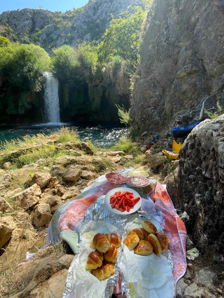 Picnic lunch at Krupa waterfall