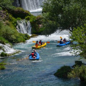 Kayaking at Zrmanja River below The Big Waterfall in Croatia