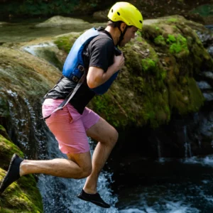 Person jumping off the cliffs in Mrežnica Canyon